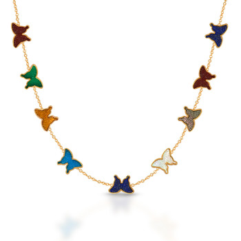 GOLD CHAIN 18K WITH COLORED BUTTERFLIES