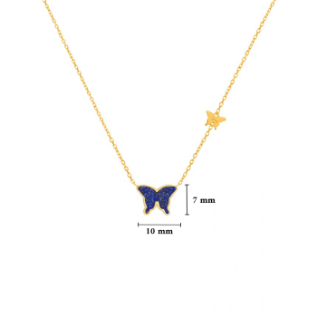 Lapis Butterfly Neckless, 18K Gold ( small size )