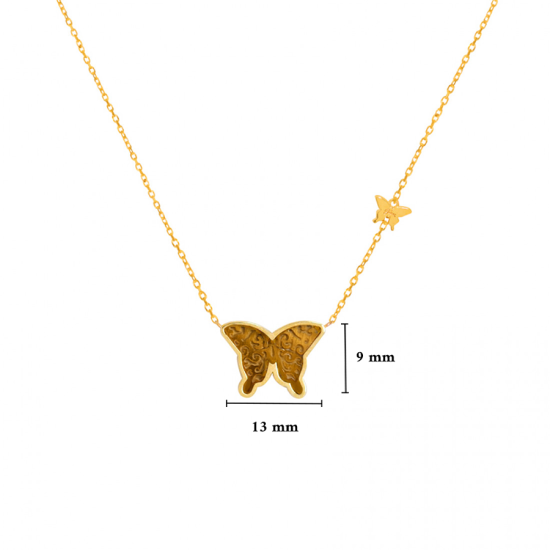 TigerEye Glanz Butterfly necklace, 18k Gold ( medium size )