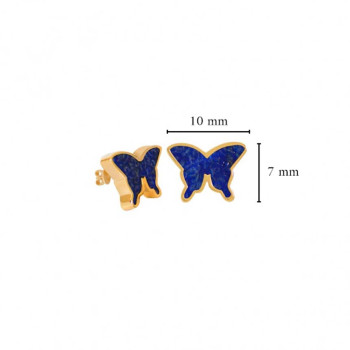 18K Gold Earring Butterfly With Lapis                                                         ( small size )
