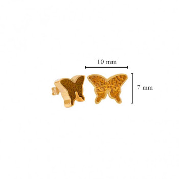 18K Gold Earring Butterfly With Tiger Eye ( small size )