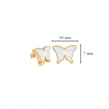 18K Gold earring Glanz Butterfly with White seashell ( small size )