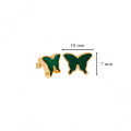 18K Gold Earring Butterfly With Green Agate ( small size )