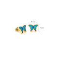 18K Gold Earring Butterfly With Blue agate ( small size )