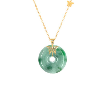GOLD CHAIN 18K WITH JAIDE STONE ( small size )