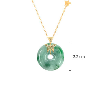 GOLD CHAIN 18K WITH JAIDE STONE ( small size )