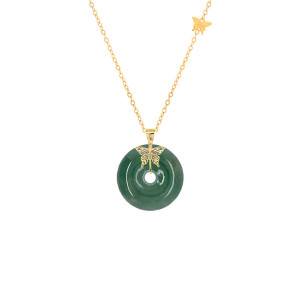 GOLD CHAIN 18K WITH JAIDE STONE ( small size )