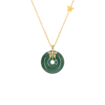 GOLD CHAIN 18K WITH JAIDE STONE ( small size )