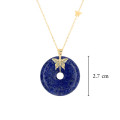 GOLD CHAIN 18K WITH LAPIS STONE ( medium size )