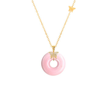 GOLD CHAIN 18K WITH PINK CHILL STONE ( small size )