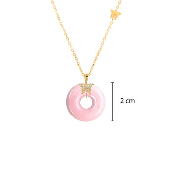 GOLD CHAIN 18K WITH PINK CHILL STONE ( small size )