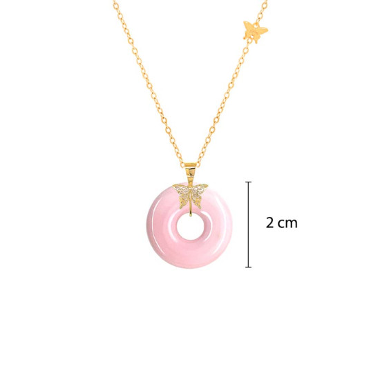 GOLD CHAIN 18K WITH PINK CHILL STONE ( small size )