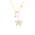 White Seashell ( freedom ) Glanz Butterfly Neckless, With Small Butterfly Studded With 23 Pieces Of Diamond,18K Gold ( large size ) White Seashell ( freedom ) Glanz Butterfly Neckless, With Small Butterfly Studded With 23 Pieces Of Diamond,18K Gold ( large size )