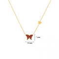 Red Agate Butterfly Neckless, 18K Gold ( small size )