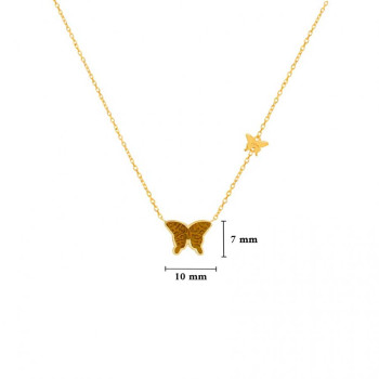 Tiger Eye Butterfly Neckless, 18K gold ( small size )