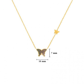 Black Mop Butterfly Neckless, 18K Gold ( small size )
