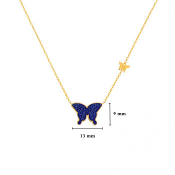  Lapis Butterfly Neckless, 18K Gold ( medium size )
