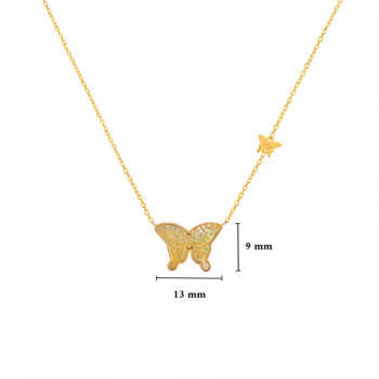 Yellow Mop Butterfly Neckless, 18K Gold ( medium size )