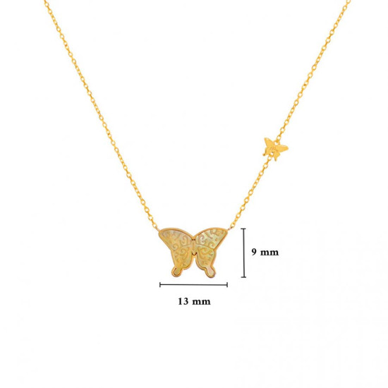 Yellow Mop Butterfly Neckless, 18K Gold ( medium size )