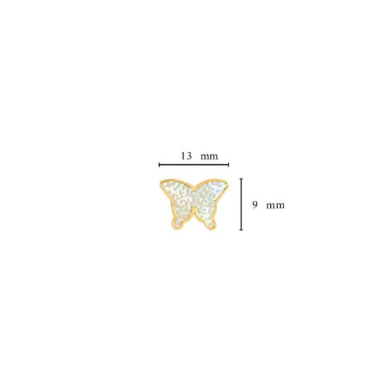 WHITE MOP BUTTERFLY RING CHAIN ( MEDIUM ) ,18K GOLD