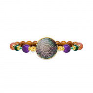 Pound bracelet with amethyst, green agate, cherry quartz, garnet and coke