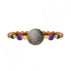 Pound bracelet with amethyst, green agate, cherry quartz, garnet and coke
