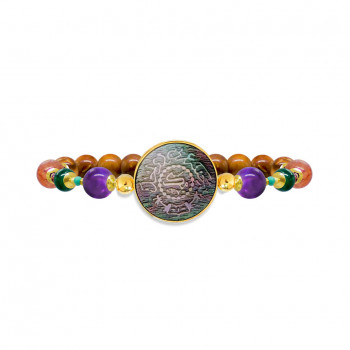 Pound bracelet with amethyst, green agate, cherry quartz, garnet and coke