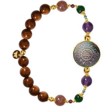 Pound bracelet with amethyst, green agate, cherry quartz, garnet and coke