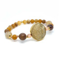 BRACELET ON SAUDI JENNEH SHELL WITH GOLD THREAD STONE AND RABBIT HAIR STONE