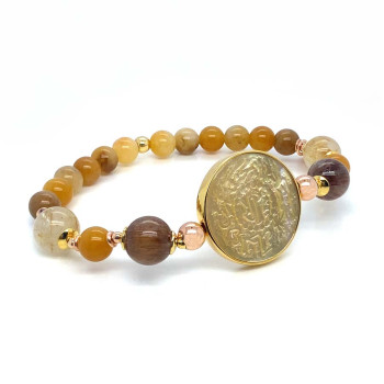BRACELET ON SAUDI JENNEH SHELL WITH GOLD THREAD STONE AND RABBIT HAIR STONE