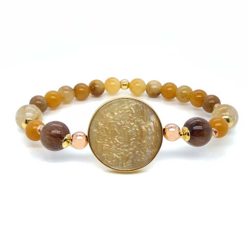 BRACELET ON SAUDI JENNEH SHELL WITH GOLD THREAD STONE AND RABBIT HAIR STONE