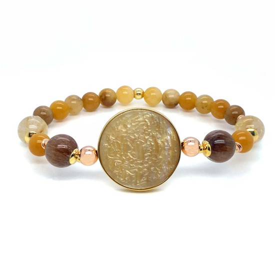 BRACELET ON SAUDI JENNEH SHELL WITH GOLD THREAD STONE AND RABBIT HAIR STONE