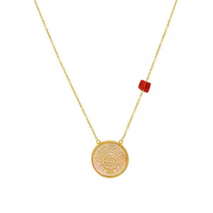 A chain made by a coin of the Saudi pound with Red coral