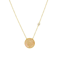 A chain made by a yellown coin of the Saudi with pearls
