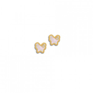 gold Earring made by seashell butterfly shape with diamond    
