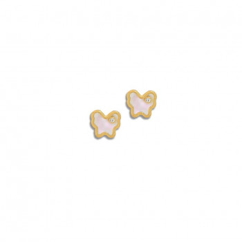 gold Earring made by seashell butterfly shape with diamond    