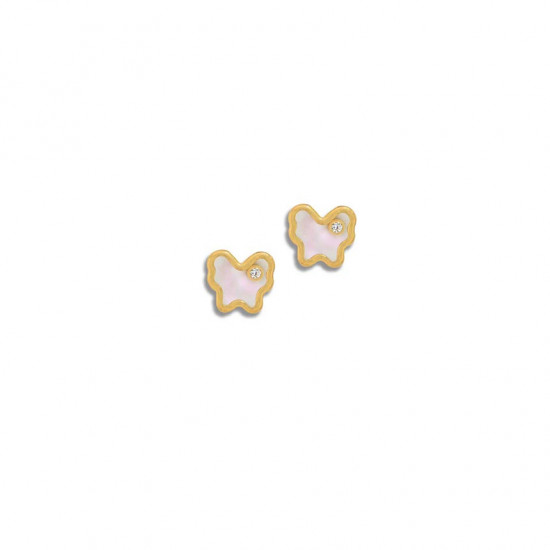 gold Earring made by seashell butterfly shape with diamond    