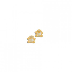 gold Earring made by seashell with Penguin shape 
