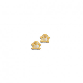 gold Earring made by seashell with Penguin shape 