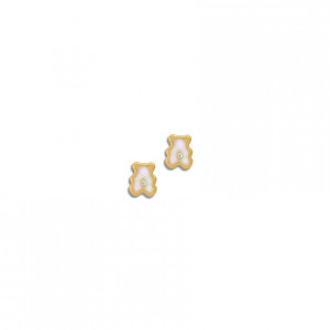 gold Earring made by seashell with bear shape with diamond