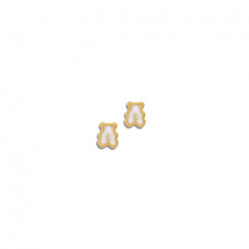 gold Earring made by seashell with bear shape with diamond