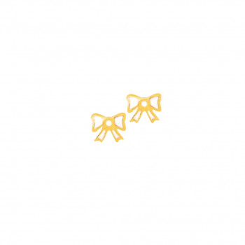 GOLD WHITE ENAMEL RIBBON EARRING