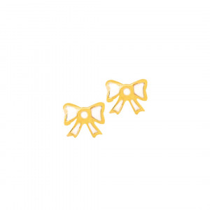 GOLD WHITE ENAMEL RIBBON EARRING