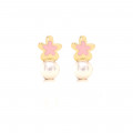 GOLD EARRING STAR WITH PINK ENAMEL
