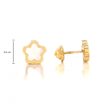18K GOLD FLOWER WITH SEASHELL EARRINGS