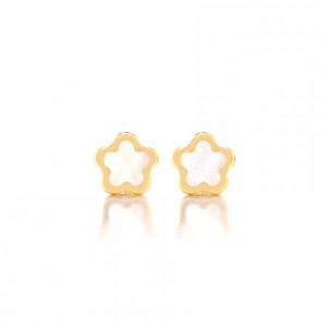 18K GOLD FLOWER WITH SEASHELL EARRINGS