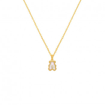 GOLD CHAIN, SHELL, bear-SHAPE WITH DIAMONDS