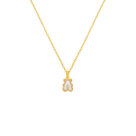 GOLD CHAIN, SHELL, bear-SHAPE WITH DIAMONDS