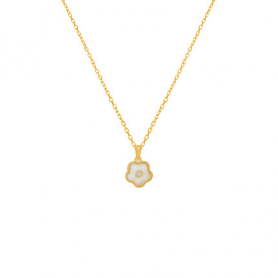 GOLD CHAIN, SEASHELL, rose SHAPE WITH DIAMONDS