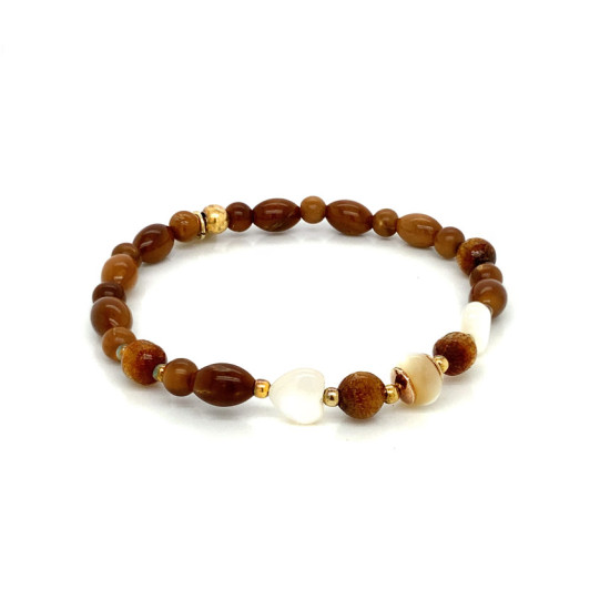 HEARTED SEASHELL BRACELET WITH YUSR, COKE WOOD